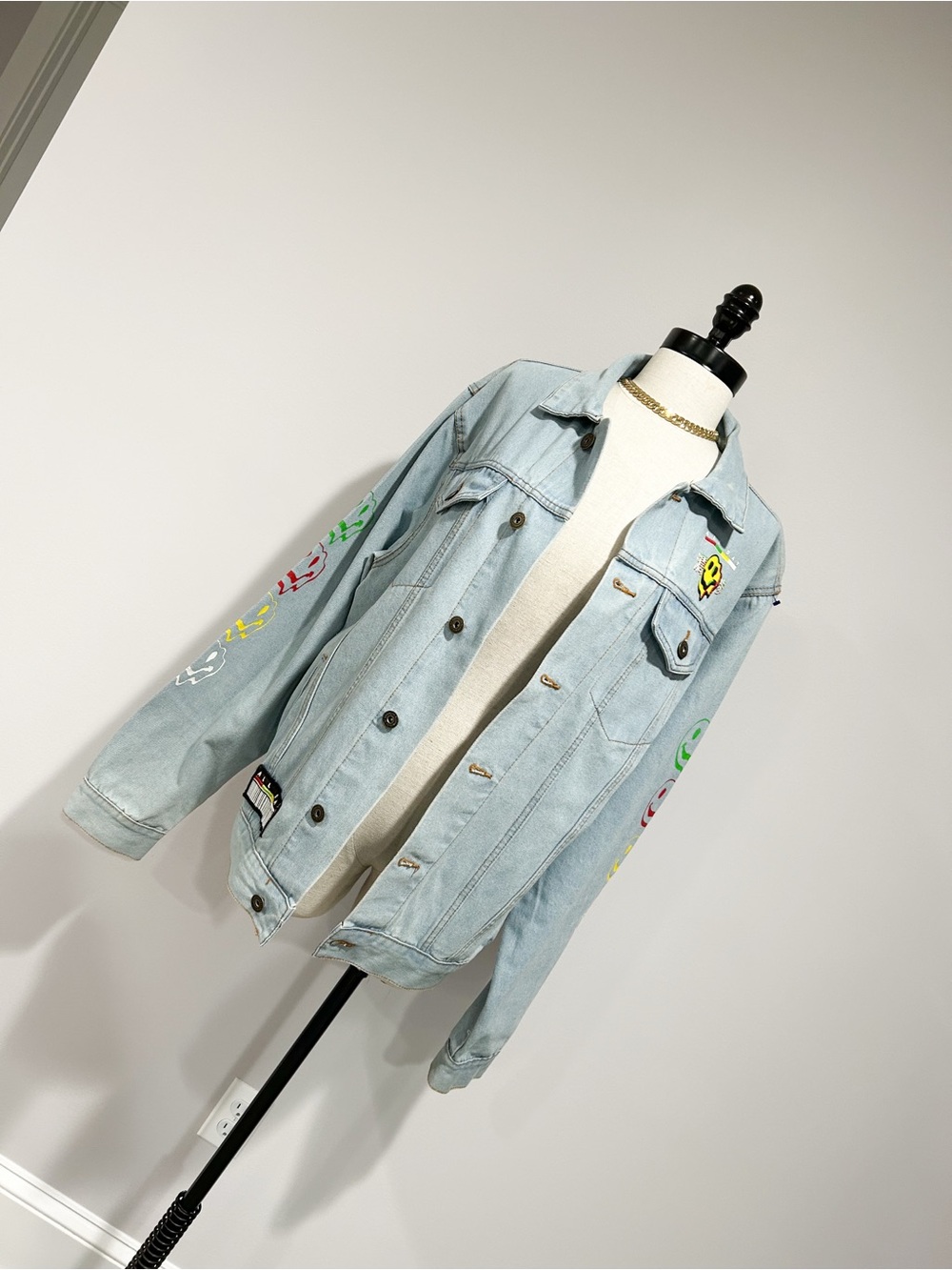 Light Blue Embroidered Denim Jacket